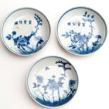 A Series of Three Blue and White Plates