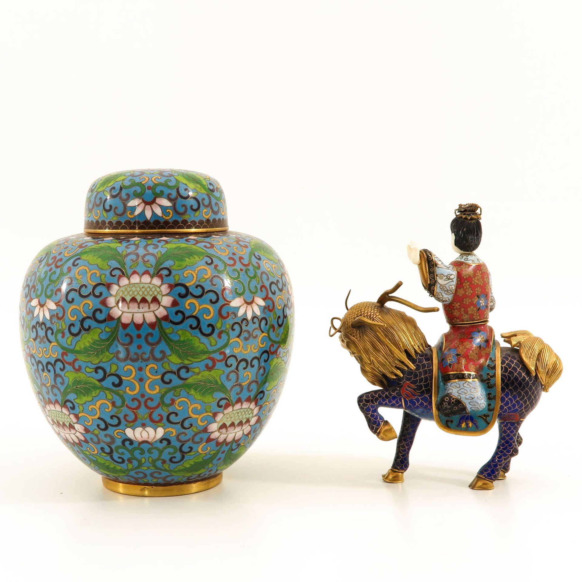 A Cloisonne Vase and Sculture - Bild 3 aus 9