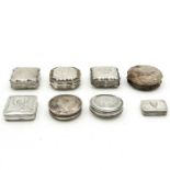 A Collection of Eight Dutch Silver Pill Boxes