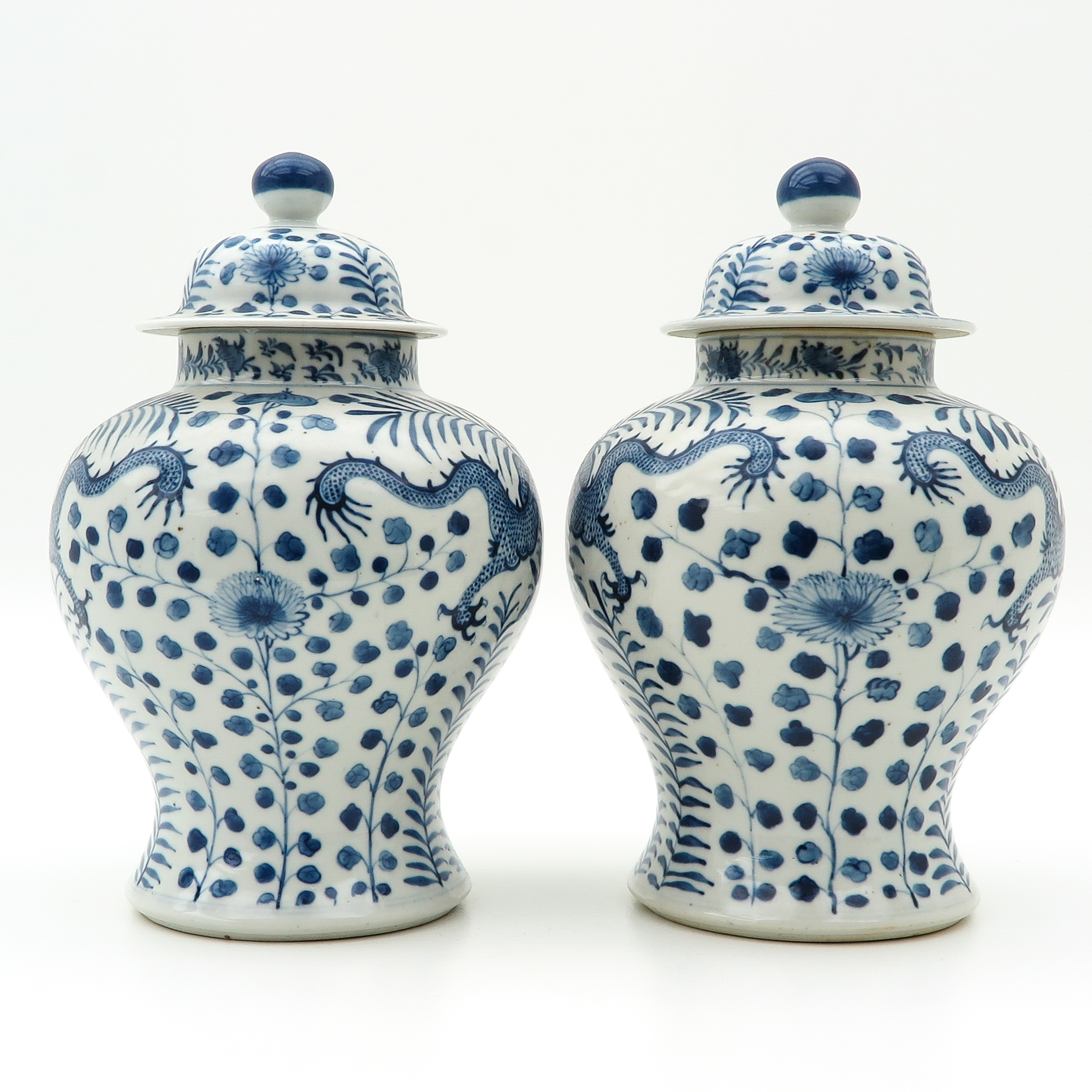 A Pair of Temple Jars with Covers - Image 3 of 9