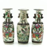 A Set of Three Nanking Vases