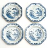 A Series of Four Blue and White Plates