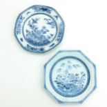 Two Blue and White Plates