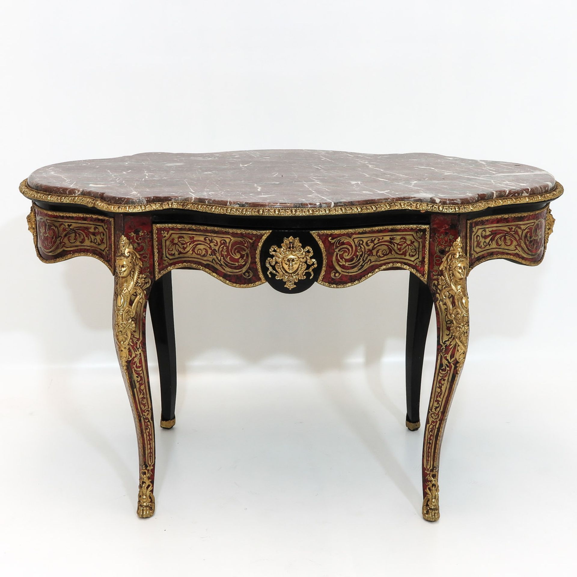 A Boulle Technique Table with Copper Fittings