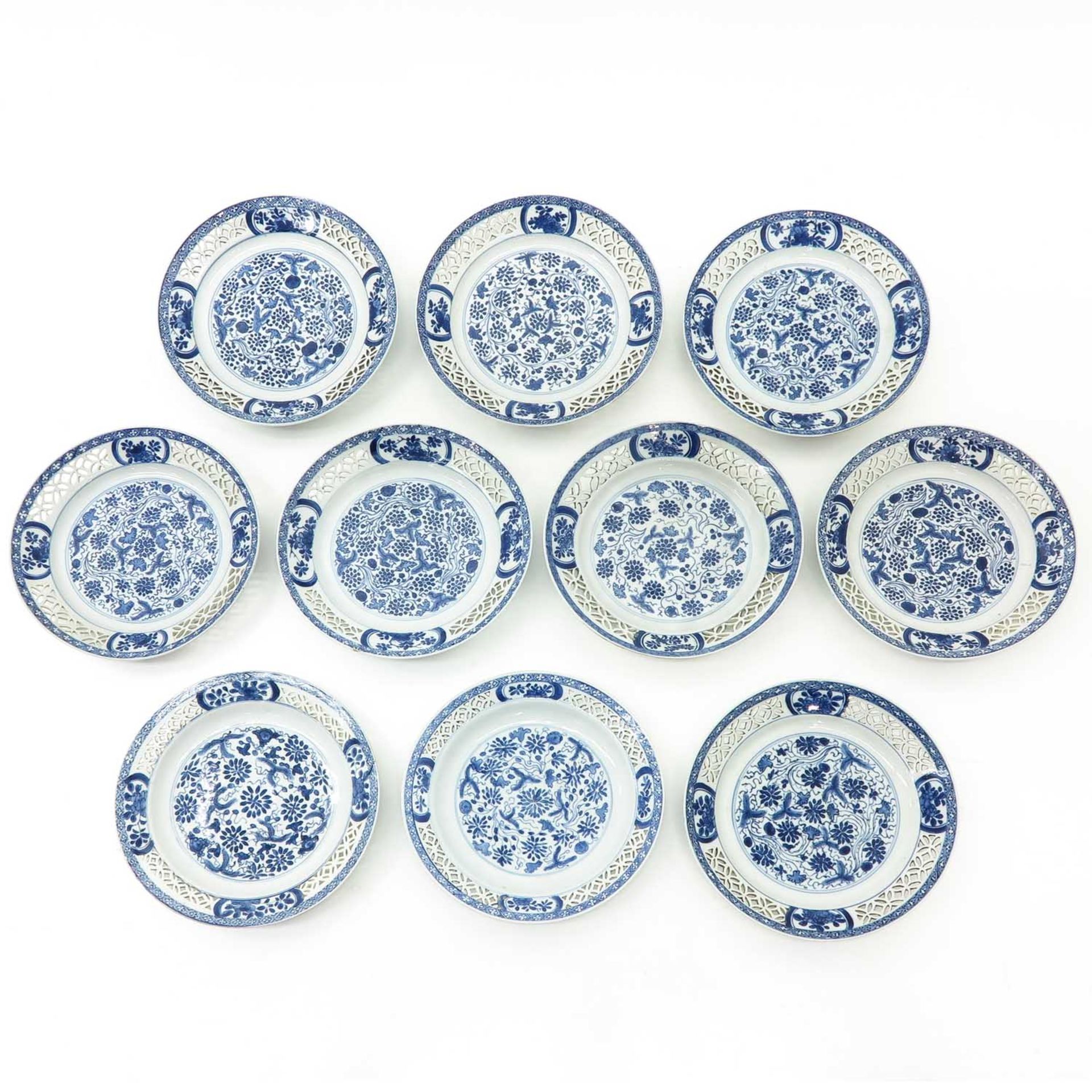 A Series of 10 Reticulated Plates