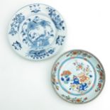 A Blue and White and Polychrome Plate