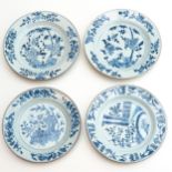 A Series of Four Blue and White Plates