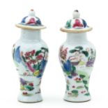 A Pair of Miniature Covered Vases