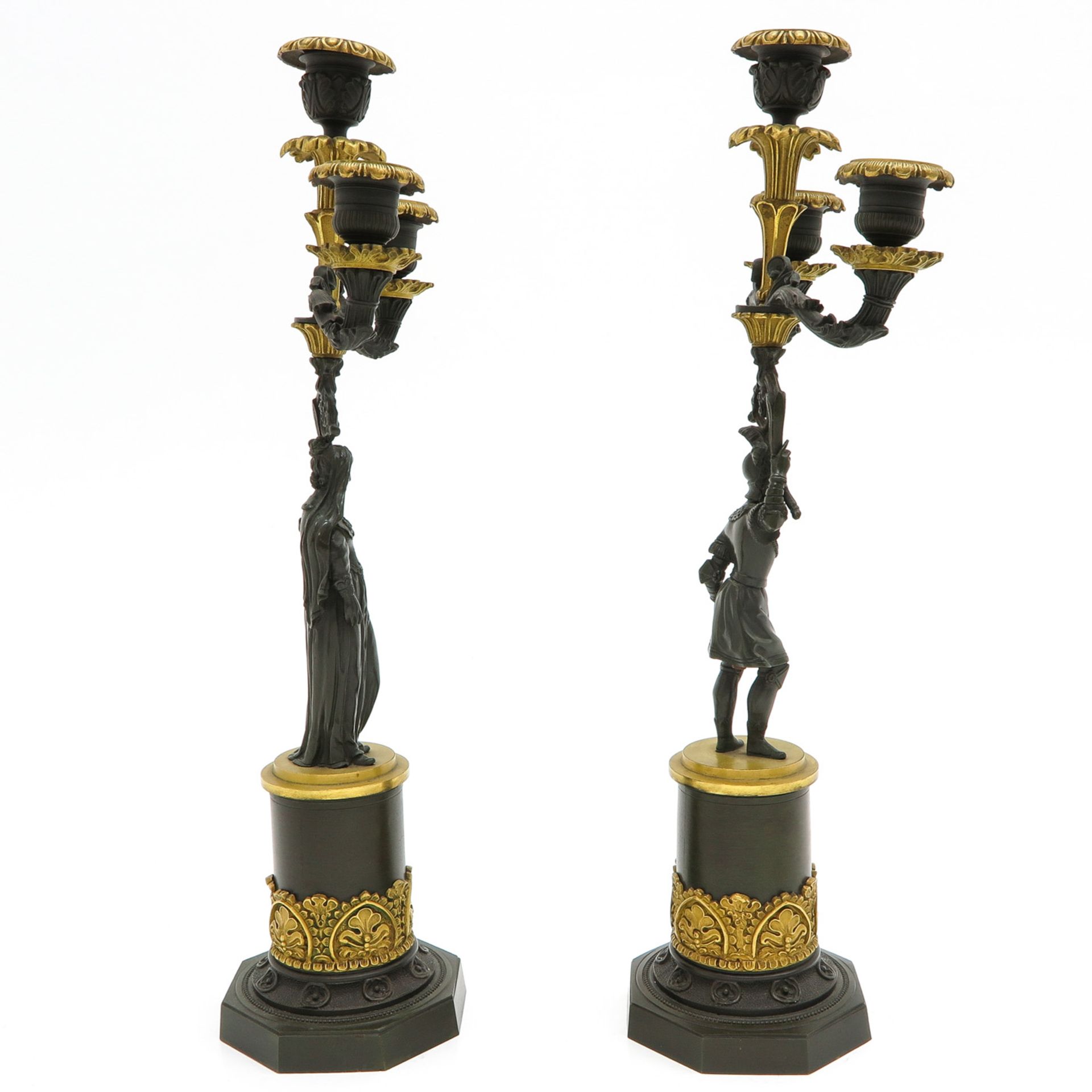 A Pair of 19th Century Empire Candelsticks - Bild 4 aus 9