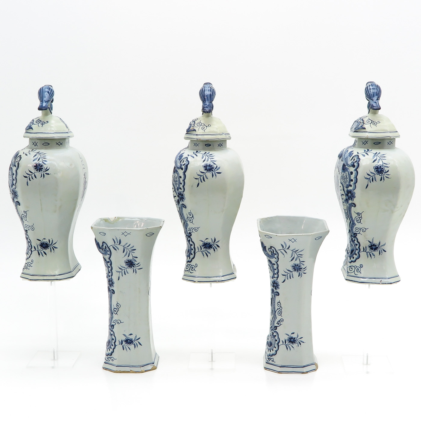 A Five Piece Delft Garniture Set - Image 2 of 10