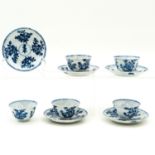 A Series of Five Cups and Saucers