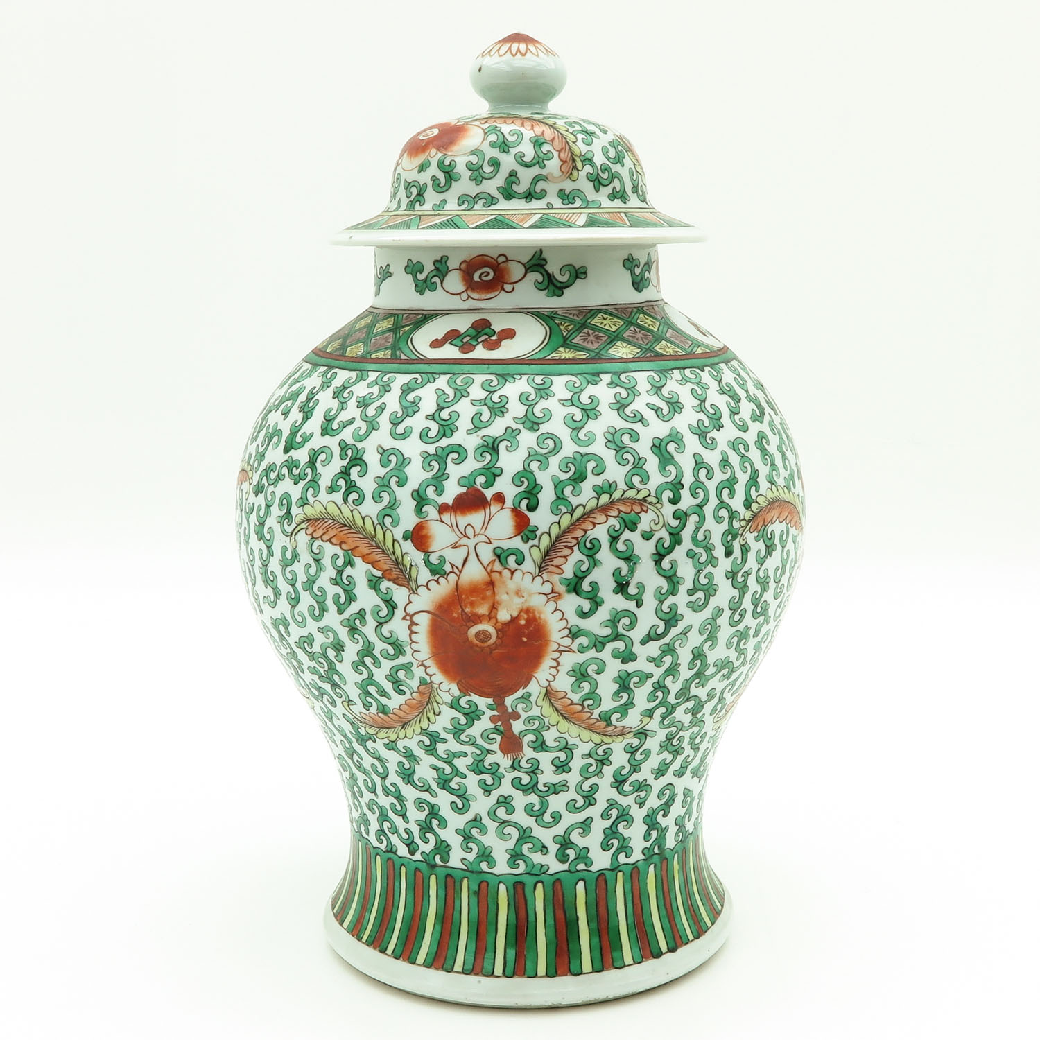 A Polychrome Temple Jar with Cover - Image 3 of 9