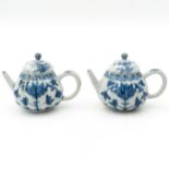 Two Blue and White Teapots