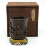 A Carved Bamboo Brush Pot