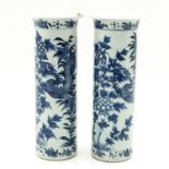 A Pair of Blue and White Vases