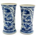 A Pair of Blue and White Vases