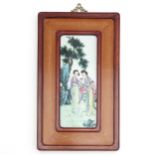 A Framed Famille Rose Tile