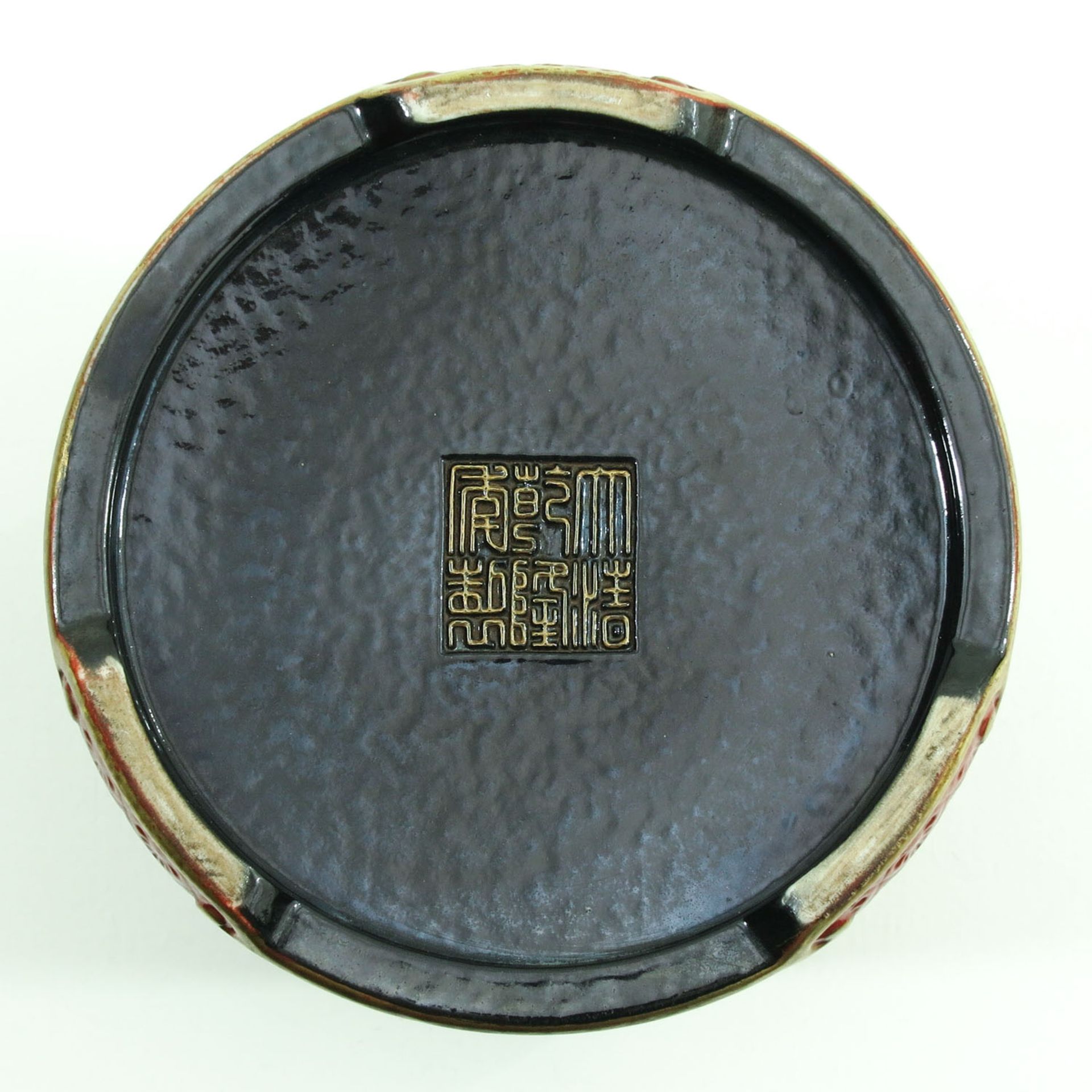 An Orange and Gilt Brush Pot - Bild 6 aus 9