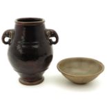 A Chinese Stoneware Vase and Bowl