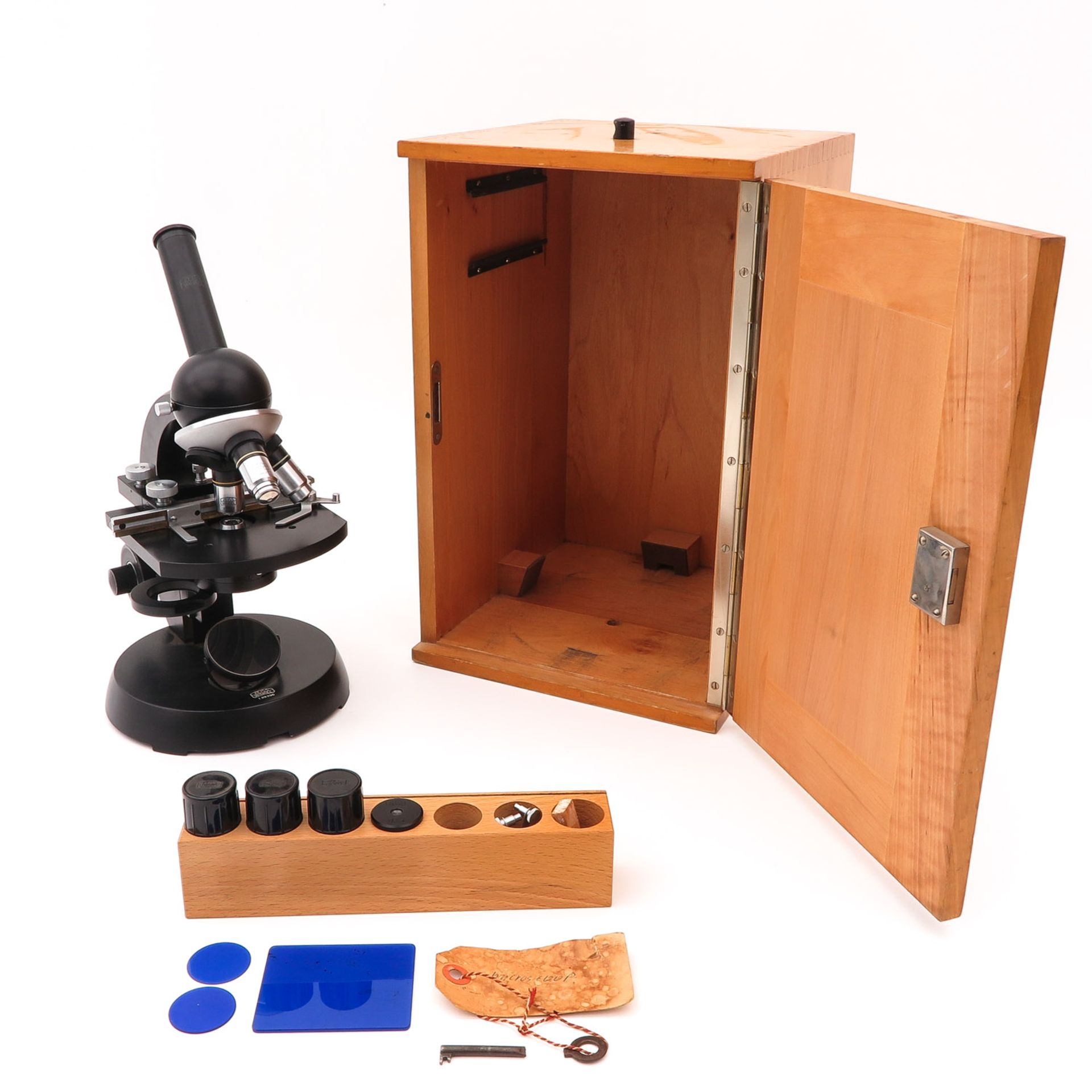 A Microscope with Wood Case - Image 9 of 10