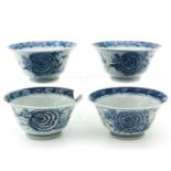 A Series of 4 Blue and White Bowls