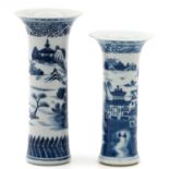 2 Blue and White Garniture Vases