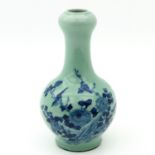 A Celadon and Blue Garlic Mouth Vase