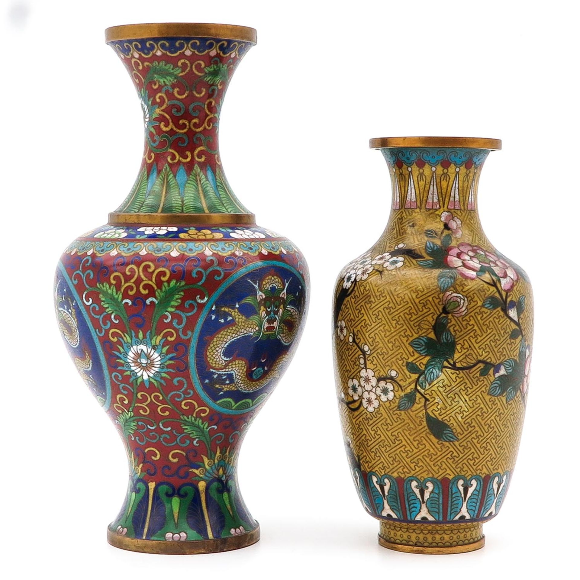 A Lot of 2 Cloisonne Vases - Image 3 of 9