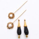 A Pair of Mourning Bells and Pearl Pins