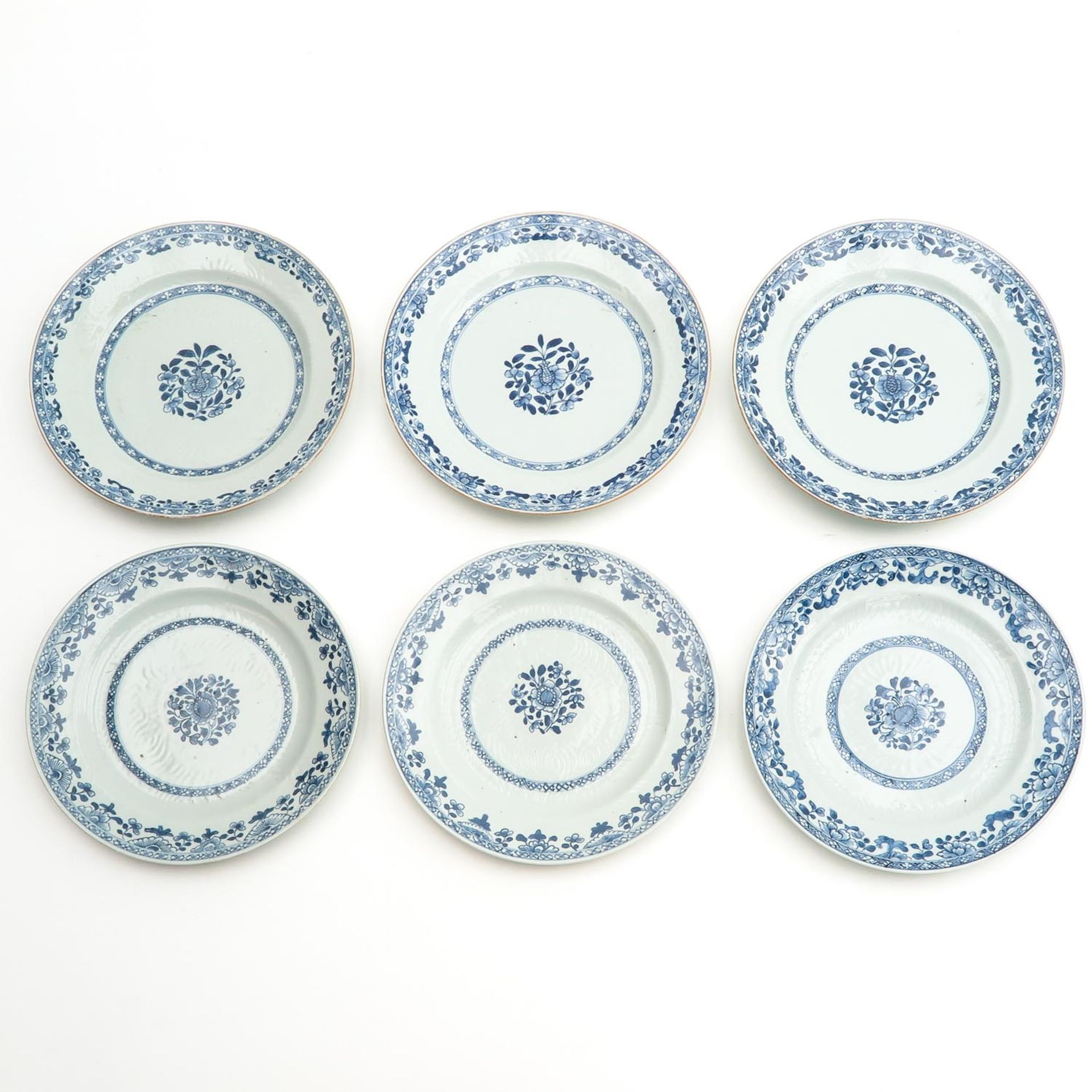 A Series of 6 Blue and White Plates