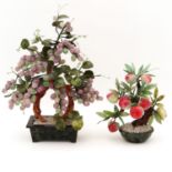 Two Jade Floral Sculptures