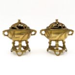 A Pair of Bronze Censers