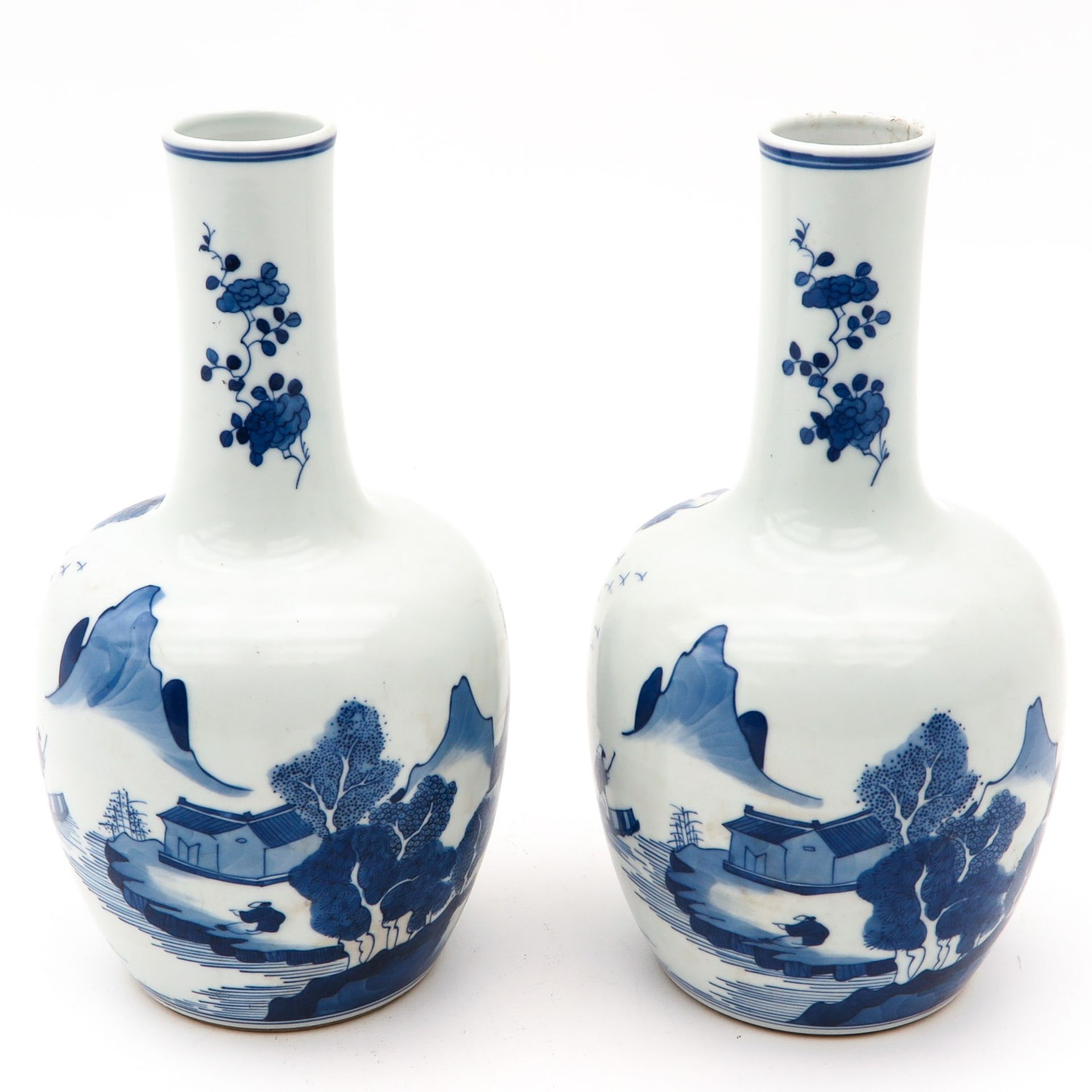 A Pair of Blue and White Vases