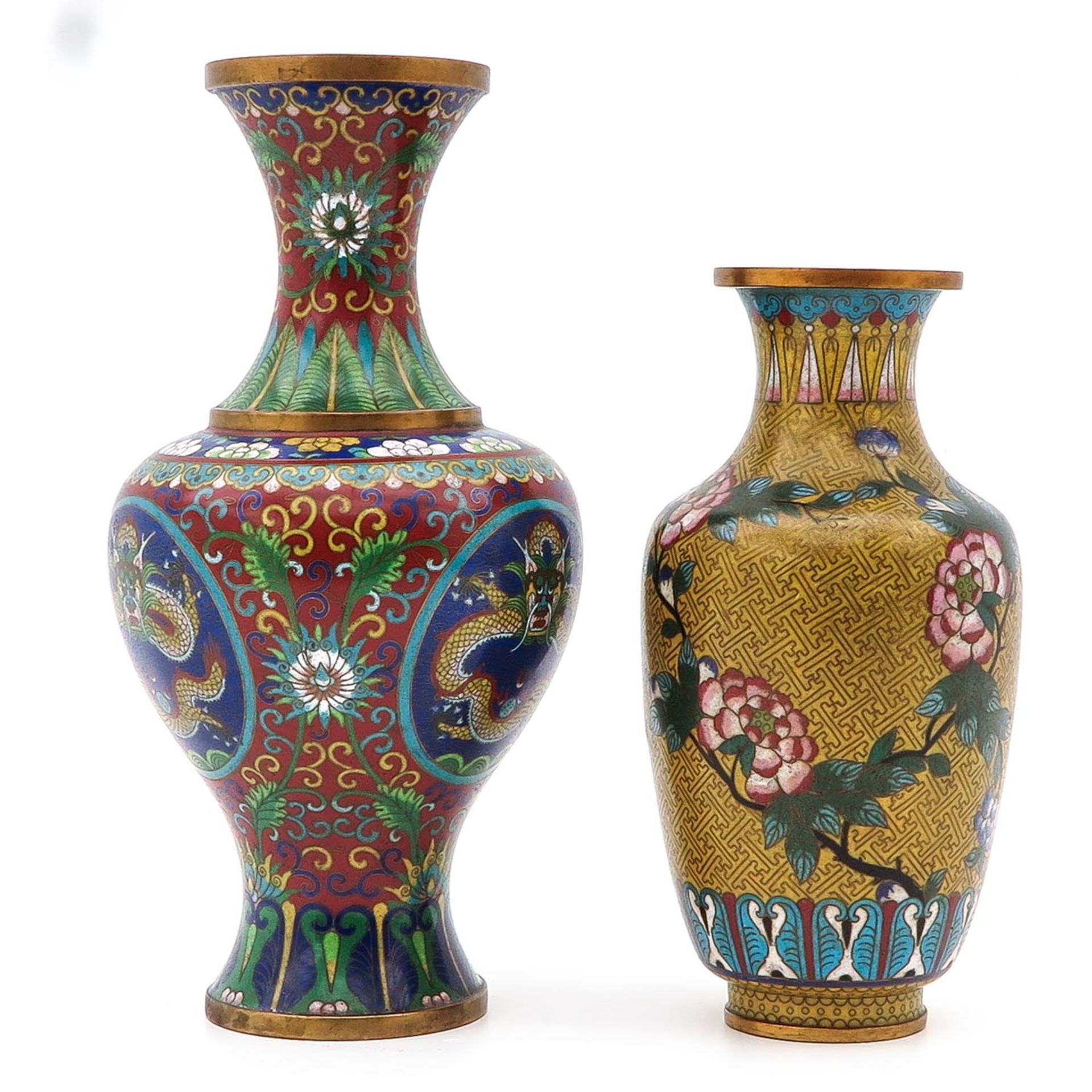 A Lot of 2 Cloisonne Vases - Image 4 of 9