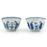 A Pair of Blue and White Cups