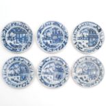 A Series of 6 Blue and White Plates