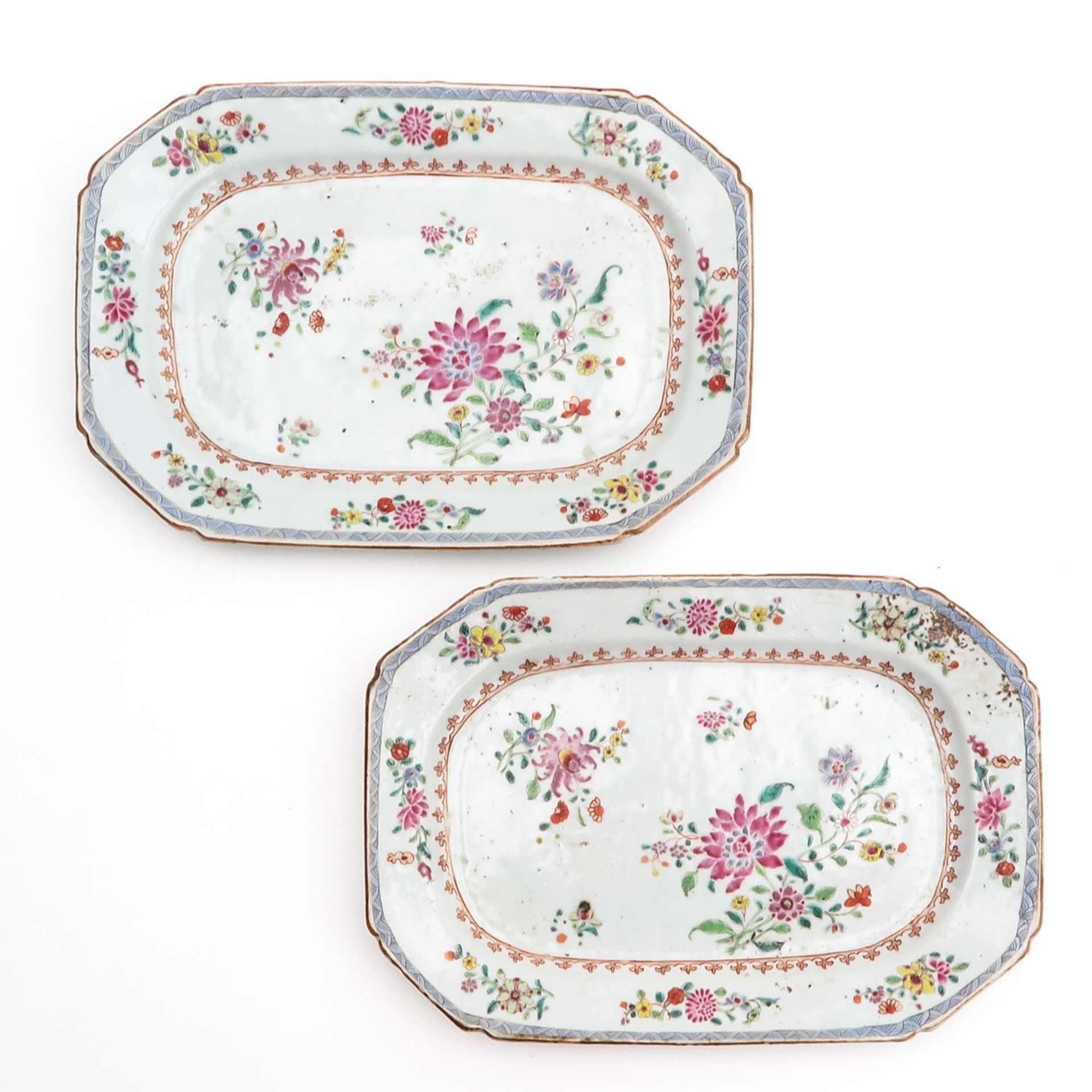A Pair of Famille Rose Serving Trays