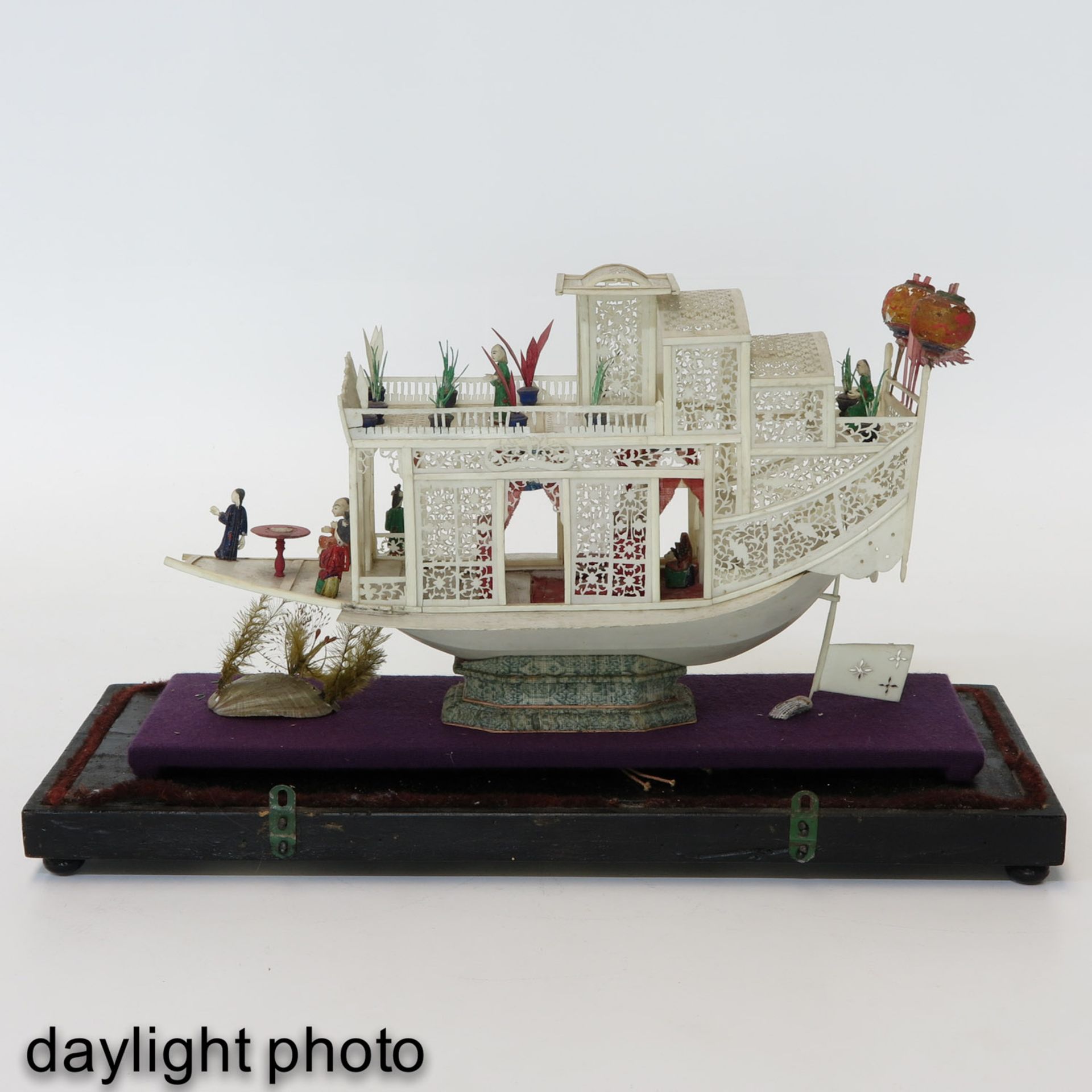 A Carved Chinese Sculpture of a Ship - Image 6 of 9