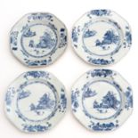 A Series of 4 Blue and White Plates