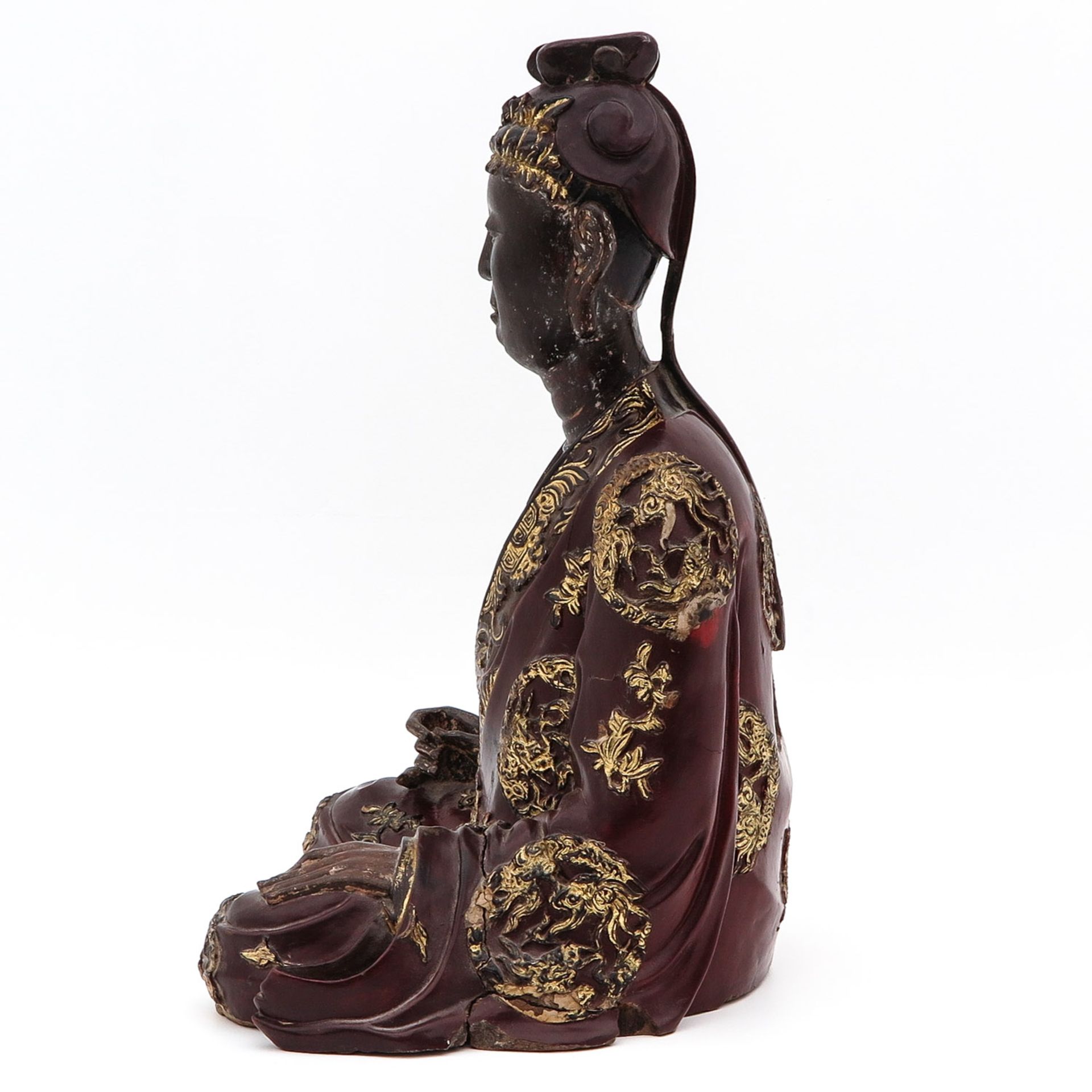 A Carved Wood Buddha - Image 2 of 10