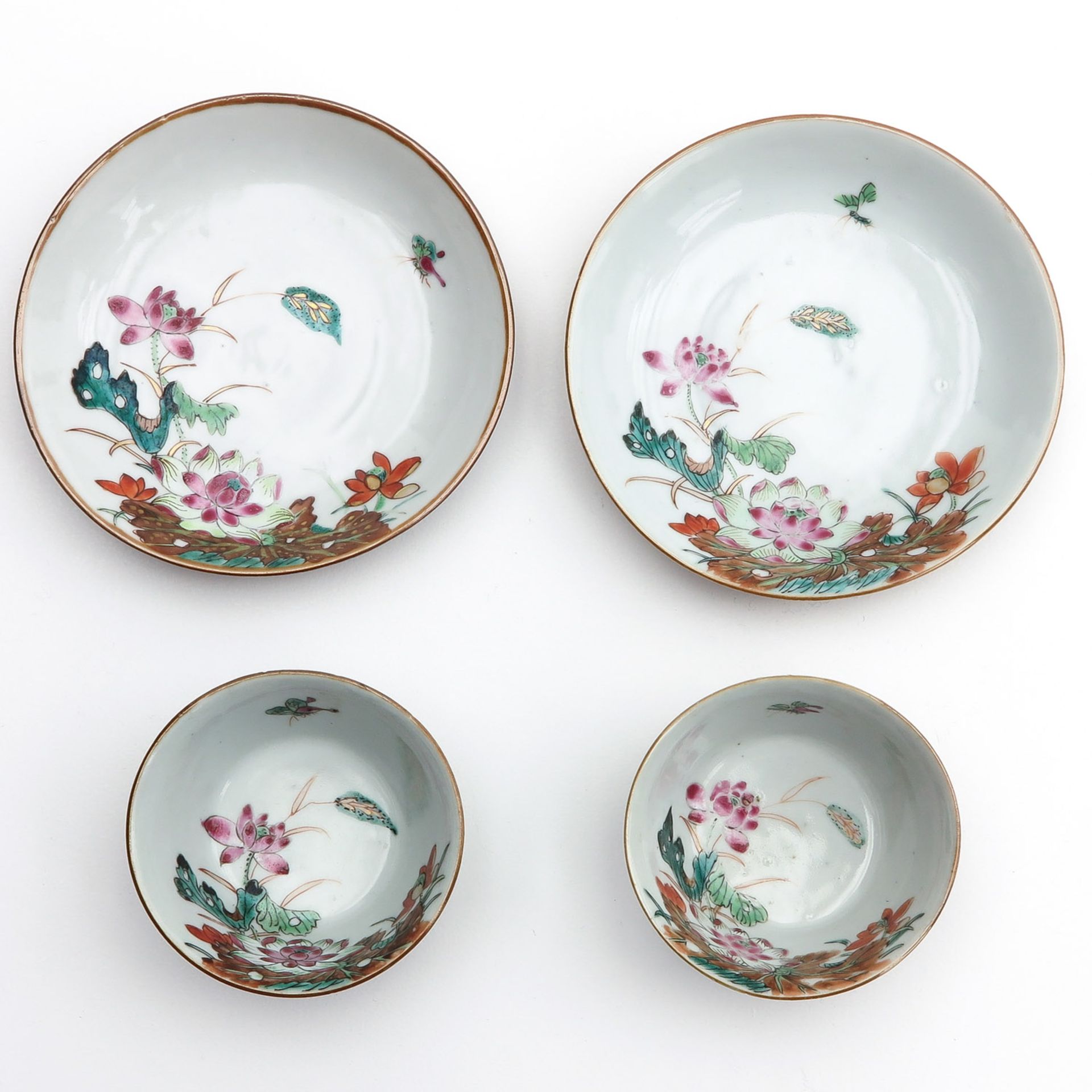 2 Famille Rose Decor Cups and Saucers - Image 5 of 9