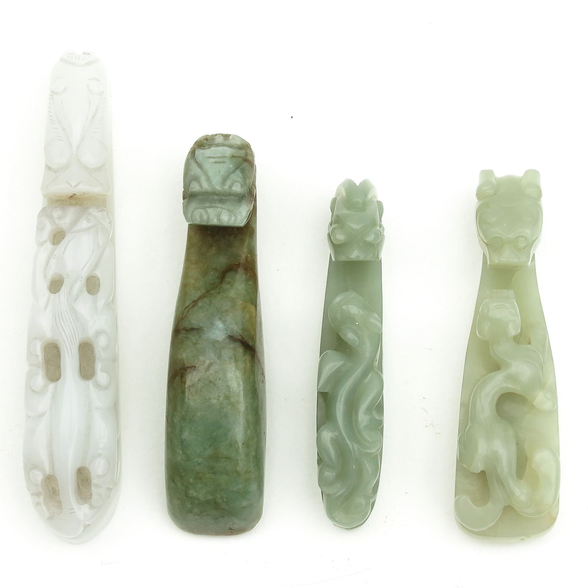 A Collection of 4 Jade Belt Hooks - Image 5 of 9