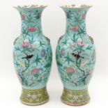 A Pair of Famille Rose Vases