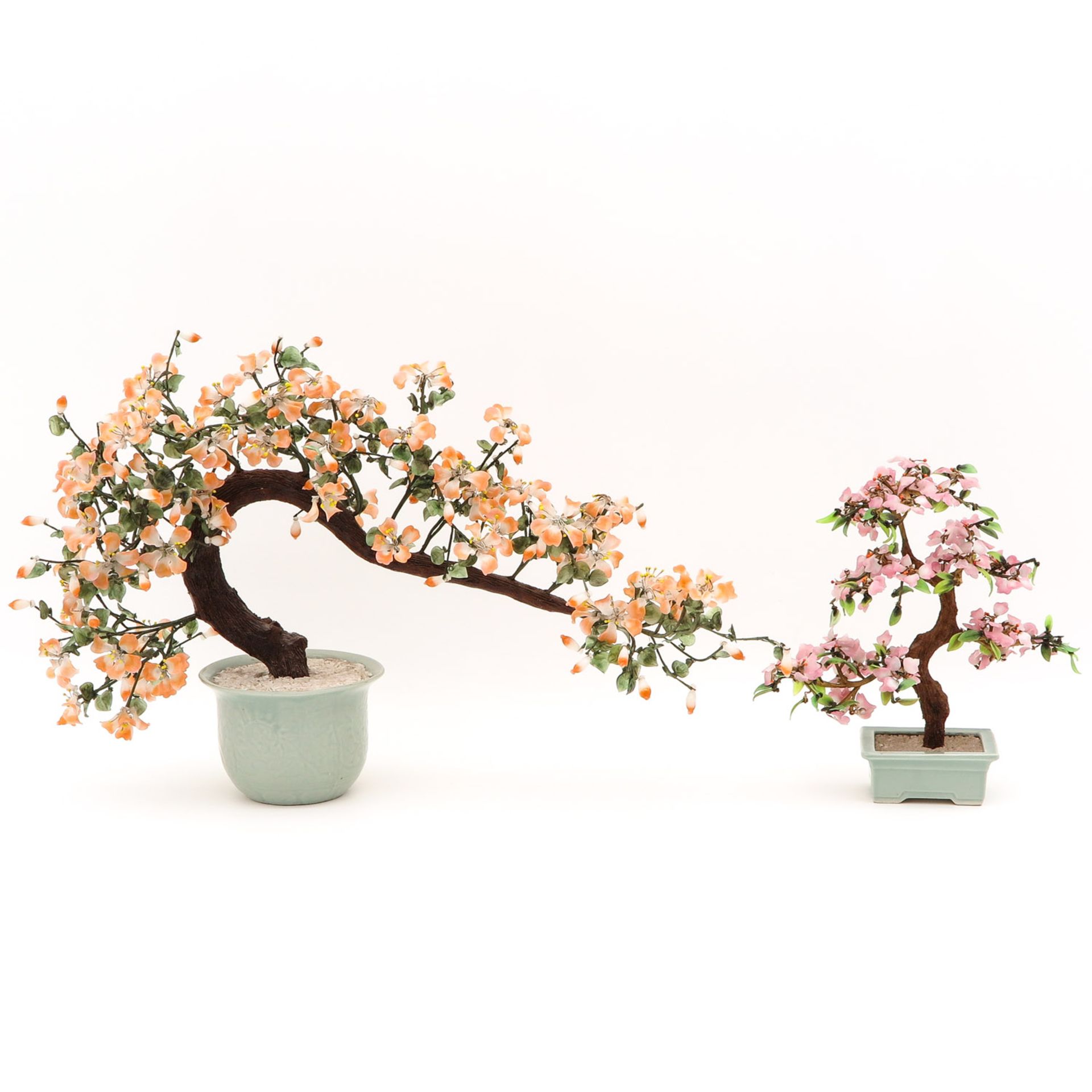 Two Jade Floral Sculptures