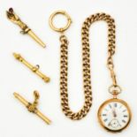 A Ladies Watch, Chain, and Watch Keys