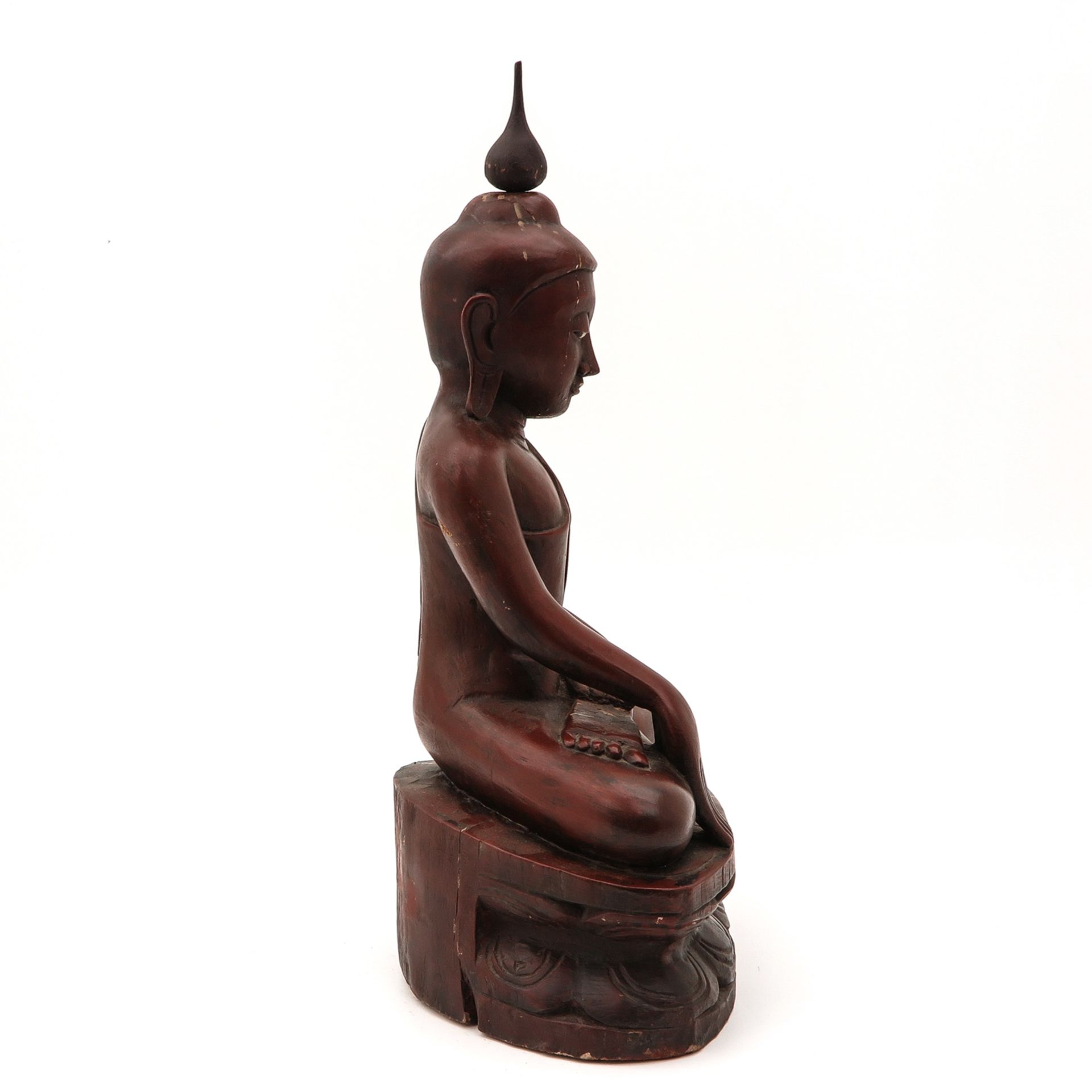 A Carved Wood Buddha Sculpture - Image 4 of 10