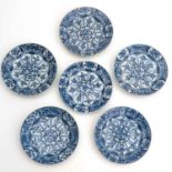 A Series of 6 Blue and White Plates