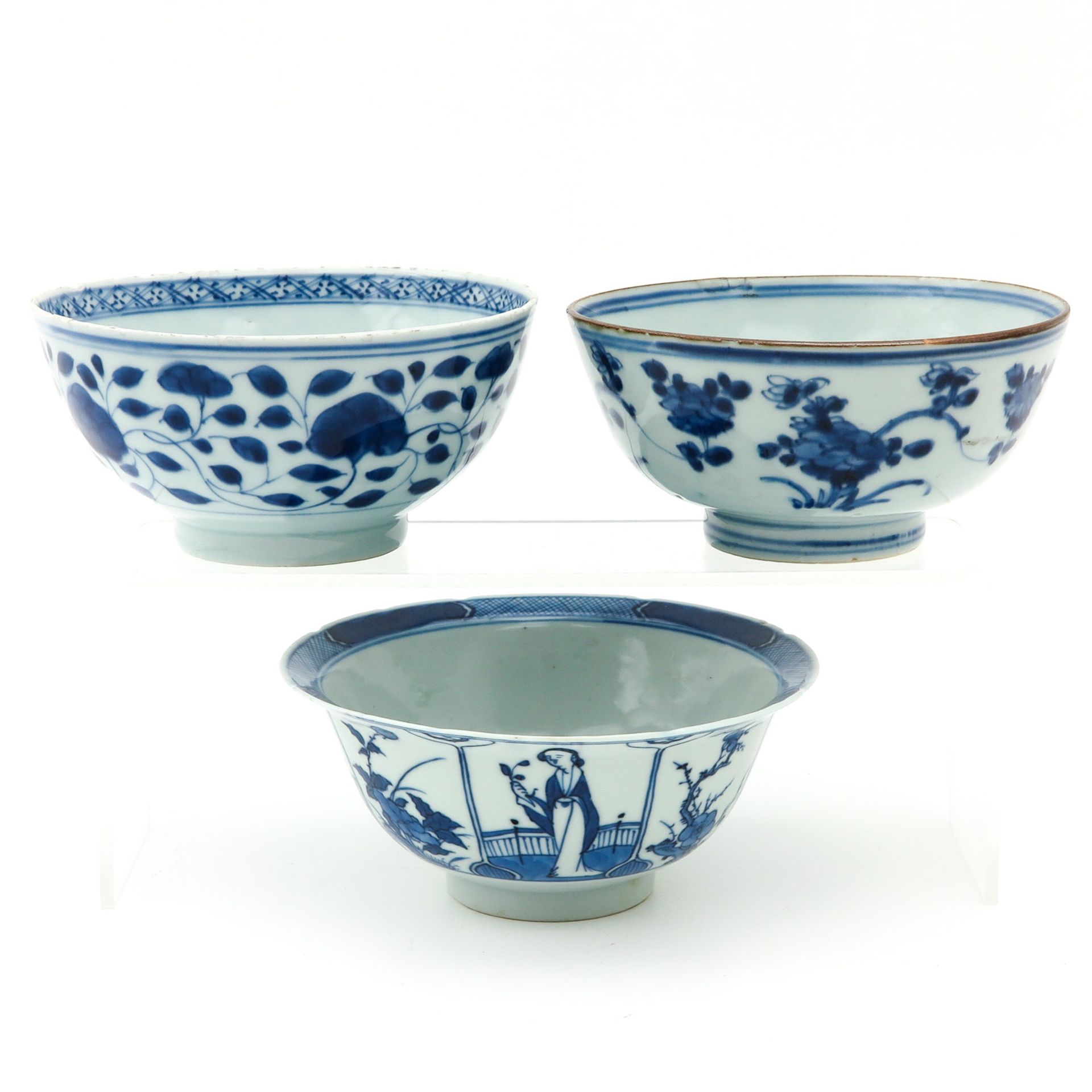 A Lot of 3 Blue and White Bowls