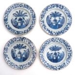 A Series of 4 Blue and White Plates