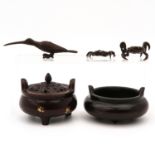 A Collection of Bronze figures and Censer